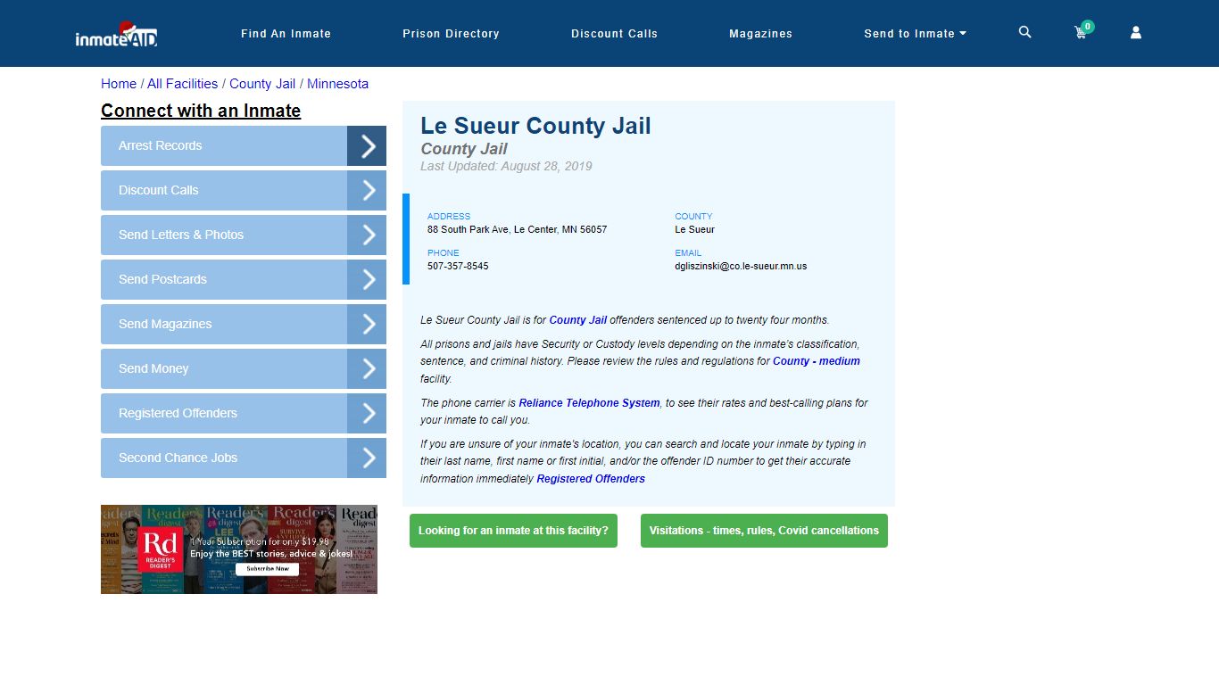 Le Sueur County Jail - Inmate Locator - Le Center, MN
